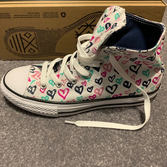 white converse high tops heart